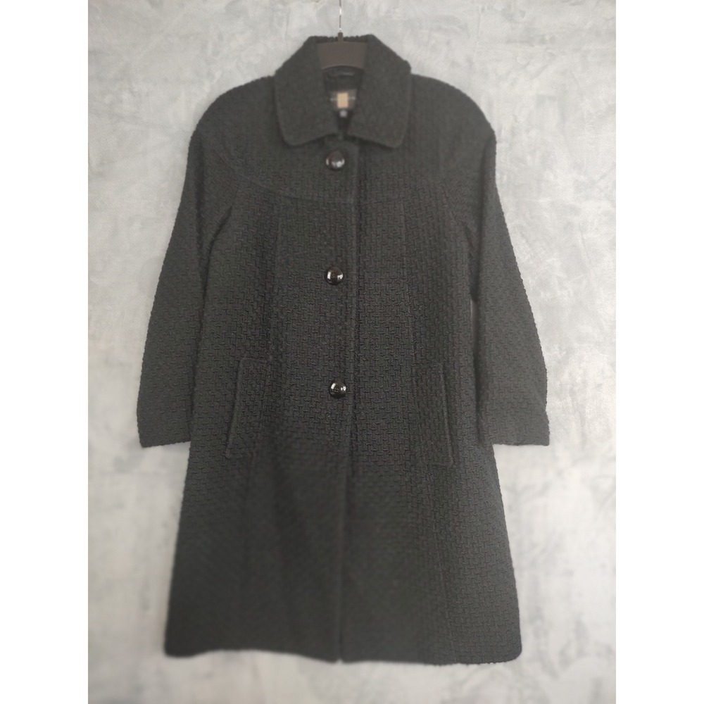 Gallery‎ Black Textured Tweed Button Front Coat Women's Size Small